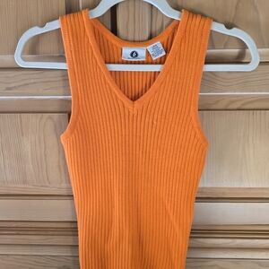 ♥︎ Ribbed Orange ♡ Sleeveless V-Neck♥︎ Knit Tank Top ♡